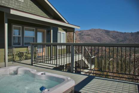 View mountains from hot tub